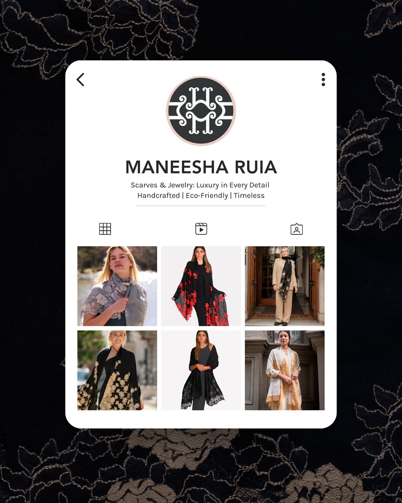 Your outfit’s crown jewel, in six stunning acts!

[Victoria scarf, luxury cashmere wrap, handcrafted Chantilly lace, vine pattern, versatile day-to-night accessory, timeless elegance, modern edge, gift-ready in luxe bag, available in silver gray, black, beige, red, gold, nude]

#maneesharuia #scarf #victoriascarf #luxurycashmere #chantillylace #designerscarf #handcraftedluxury #vinepattern #statementscarf #timelesselegance #modernedge #versatilestyle #daytonightlook #eveningelegance #luxurywrap #winterluxury #cashmerechic